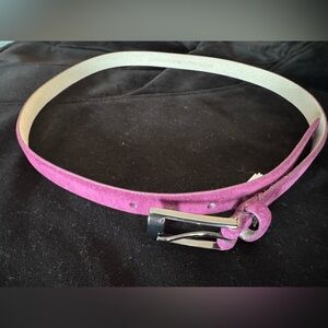 White House Black Market Raspberry Suede Belt with Hematite Buckle. Size Medium.